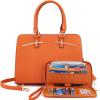 imagePurses for Women Handbag Wallet Tote Shoulder Hobo Bag Top Handle Satchel Purse Set 2pcs with 3 CompartmentsOrange