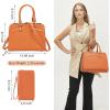 imagePurses for Women Handbag Wallet Tote Shoulder Hobo Bag Top Handle Satchel Purse Set 2pcs with 3 CompartmentsOrange