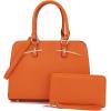 imagePurses for Women Handbag Wallet Tote Shoulder Hobo Bag Top Handle Satchel Purse Set 2pcs with 3 CompartmentsOrange