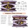 imagePurses for Women Handbag Wallet Tote Shoulder Hobo Bag Top Handle Satchel Purse Set 2pcs with 3 CompartmentsPurple