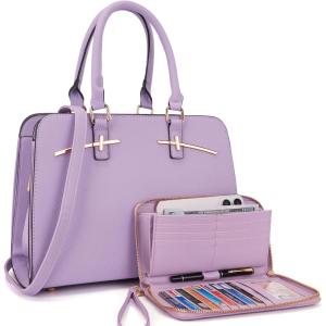 imagePurses for Women Handbag Wallet Tote Shoulder Hobo Bag Top Handle Satchel Purse Set 2pcs with 3 CompartmentsPurple