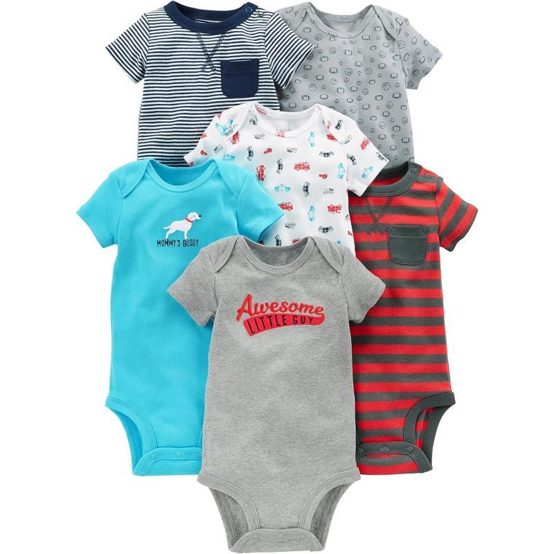 imageSimple Joys by Carters Baby Boys ShortSleeve Bodysuit Pack of 6 MulticolorDogsFiretruckStripe 03 MonthsSimple Joys by Carters Baby Boys ShortSleeve Bodysuit Pack of 6 MulticolorDogsFiretruckStripe 03 Months
