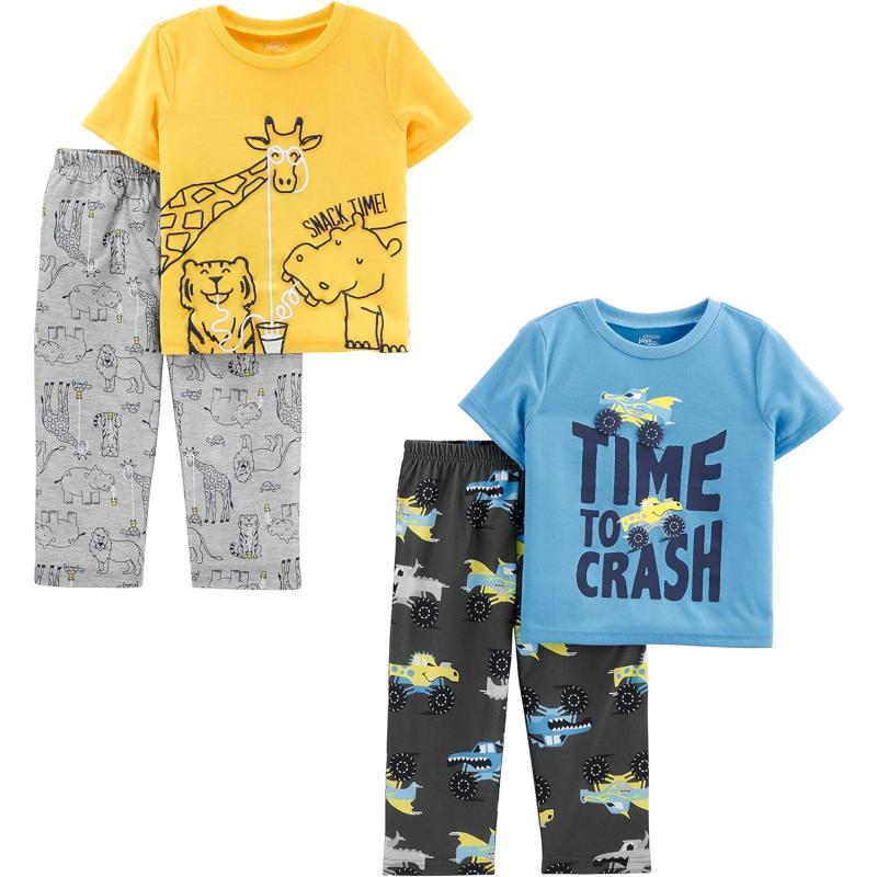 imageSimple Joys by Carters Toddler Boys 4Piece Pajama Set ShortSleeve Poly Top amp Fleece Bottom Forest AnimalsMonster TrucksText Print 2TSimple Joys by Carters Toddler Boys 4Piece Pajama Set ShortSleeve Poly Top amp Fleece Bottom Forest AnimalsMonster TrucksText Print 2T