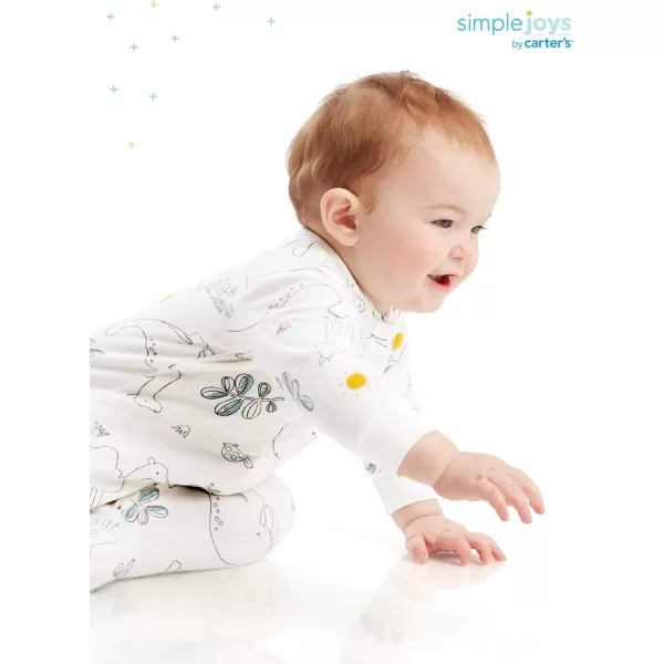 imageSimple Joys by Carters Baby 2Way Zip Thermal Footed Sleep and Play Pack of 2AnimalSun