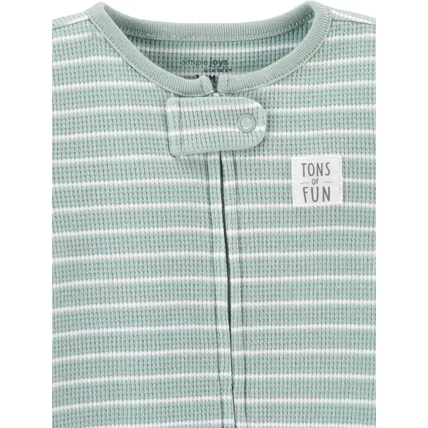 imageSimple Joys by Carters Baby 2Way Zip Thermal Footed Sleep and Play Pack of 2Mint Green StripeWhite Avocados