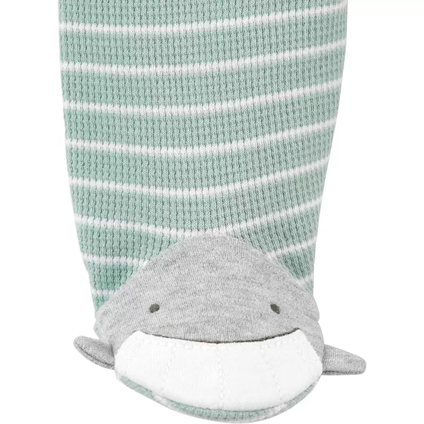 imageSimple Joys by Carters Baby 2Way Zip Thermal Footed Sleep and Play Pack of 2Mint Green StripeWhite Avocados