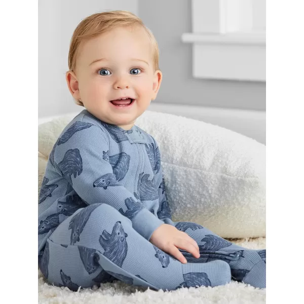 imageSimple Joys by Carters Baby Boys 2Way Zip Thermal Footed Sleep and Play Pack of 2 Dusty Blue BearIvory Dinosaur 03 MonthsSimple Joys by Carters Baby Boys 2Way Zip Thermal Footed Sleep and Play Pack of 2 Dusty Blue BearIvory Dinosaur 03 Months