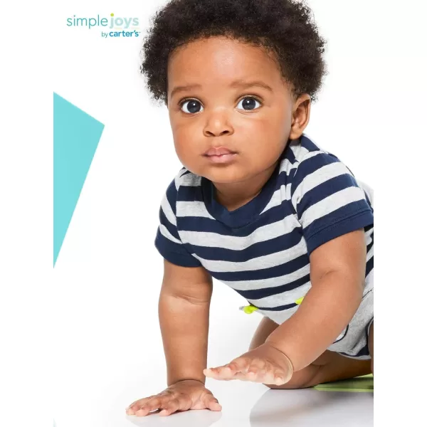 imageSimple Joys by Carters Baby Boys Rompers Pack of 3Green DinosaurNavy StripeYellow Stripe