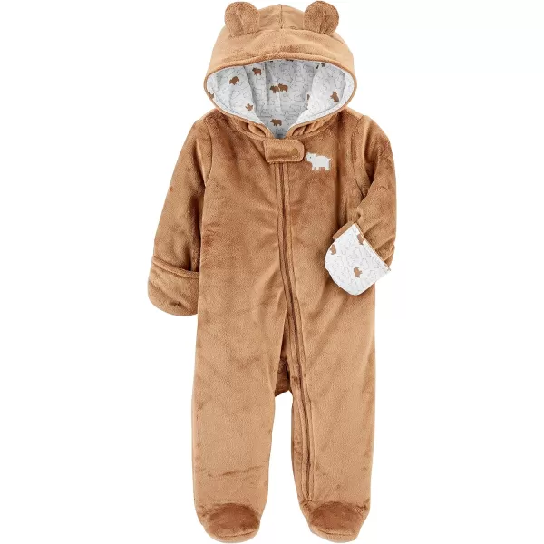 imageSimple Joys by Carters Baby Girls Footed Jumpsuit PramBrown Bear