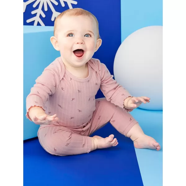 imageSimple Joys by Carters Baby Girls Textured Pants Pack of 4GreyPinkPlumWhite Flowers