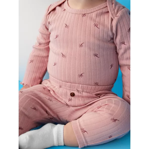 imageSimple Joys by Carters Baby Girls Textured Pants Pack of 4GreyPinkPlumWhite Flowers