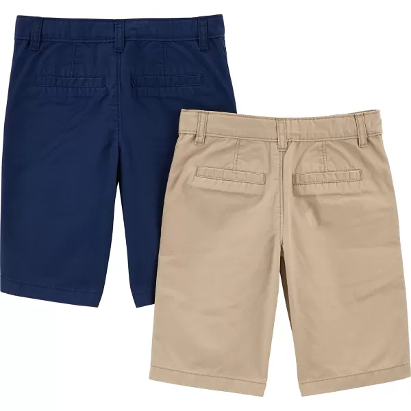 imageSimple Joys by Carters Boys Flat Front Shorts Pack of 2Light Khaki BrownNavy