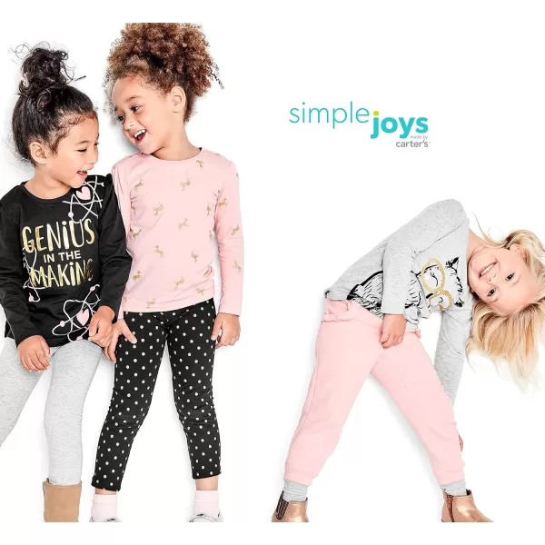 imageSimple Joys by Carters Girls 2Pack Lightweight FleeceLined LeggingsBlack DotsGrey