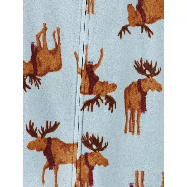 imageSimple Joys by Carters Holiday Loosefit Flame Resistant Fleece Footed PajamasBurgundy StripeLight Blue Moose