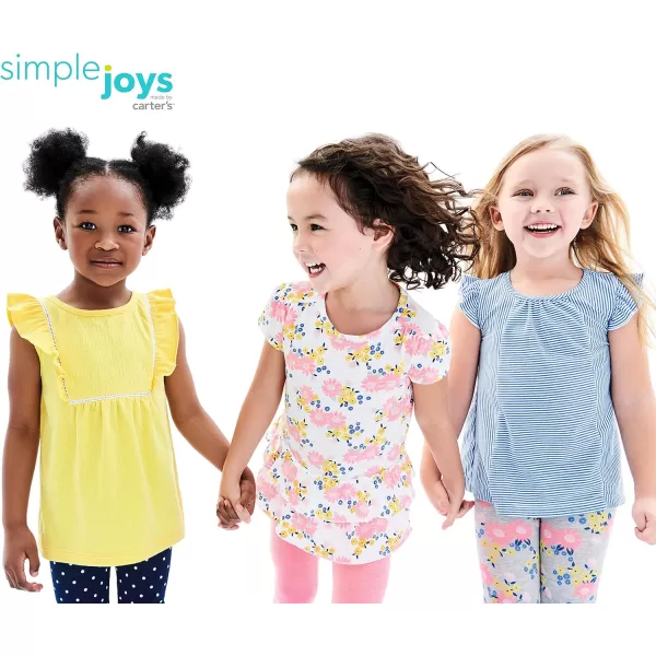 imageSimple Joys by Carters Toddler Girls ShortSleeve Shirts MultipacksBlue StripeWhite FloralYellow