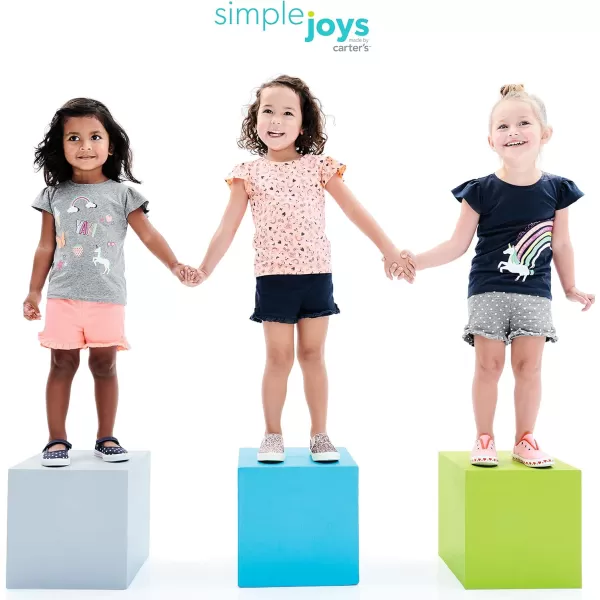 imageSimple Joys by Carters Toddler Girls ShortSleeve Shirts MultipacksGrey RainbowLight Orange Mixed PrintNavy Unicorn