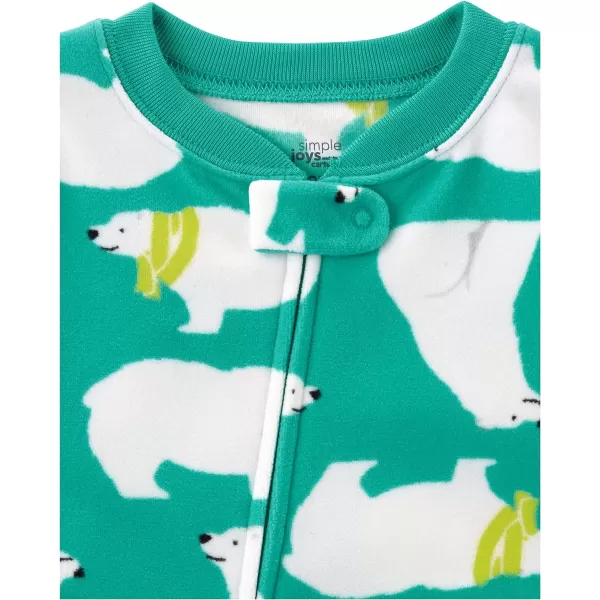 imageSimple Joys by Carters Toddlers and Baby Boys LooseFit Flame Resistant Fleece Footed Pajamas Pack of 3Charcoal SuperheroGreen Polar BearNavy Tiger