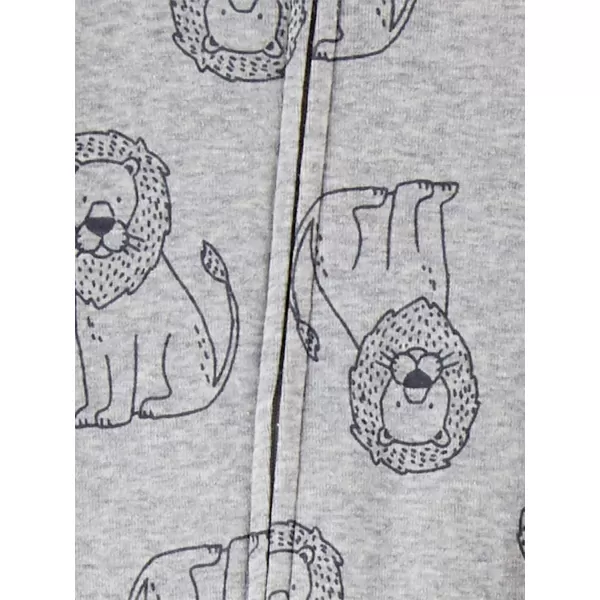 imageSimple Joys by Carters Toddlers and Baby Boys SnugFit Footed Cotton Pajamas Pack of 3Gold StripeGrey LionWhite Rhino