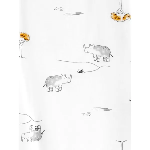imageSimple Joys by Carters Toddlers and Baby Boys SnugFit Footed Cotton Pajamas Pack of 3Gold StripeGrey LionWhite Rhino