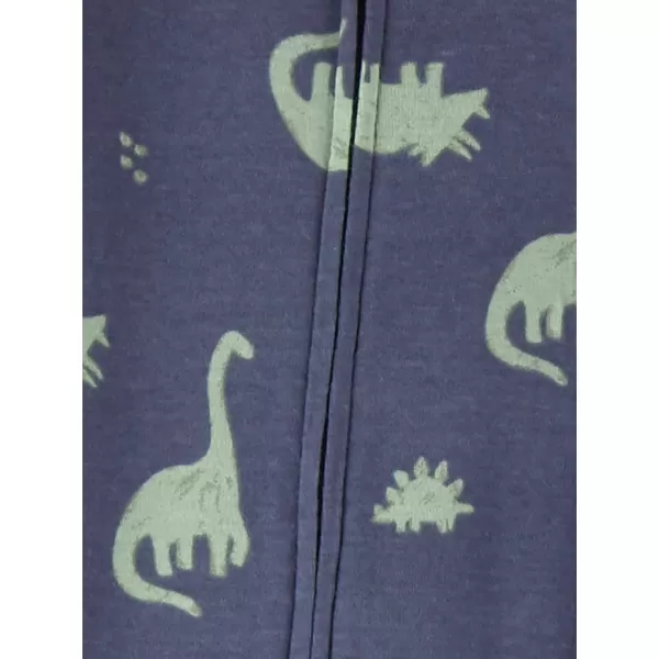 imageSimple Joys by Carters Toddlers and Baby Boys SnugFit Footed Cotton Pajamas Pack of 3Green StripeGrey HeatherIndigo Wash Dinosaur