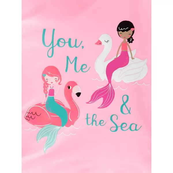 imageSimple Joys by Carters Toddlers and Baby Girls 2Piece Assorted Rashguard SetsAqua Green SwanPink Mermaid