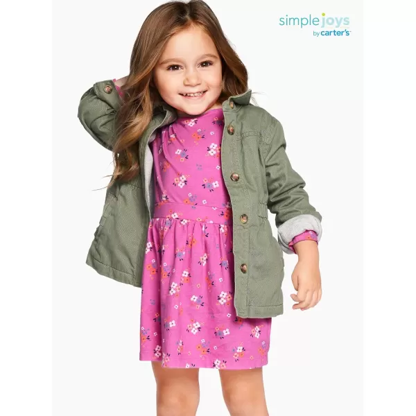 imageSimple Joys by Carters Toddlers and Baby Girls LongSleeve Dress Set Pack of 2Blush UnicornDark Pink Floral
