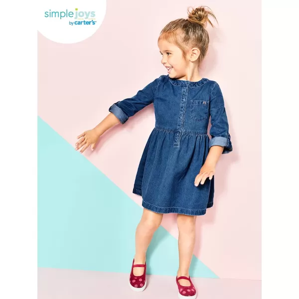 imageSimple Joys by Carters Toddlers and Baby Girls LongSleeve Dress Set Pack of 2ChambrayCheetah