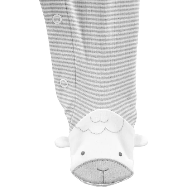 imageSimple Joys by Carters Unisex Babies Cotton Footed Sleep and Play Pack of 2Light Grey Mini StripeWhite Elephant Snap