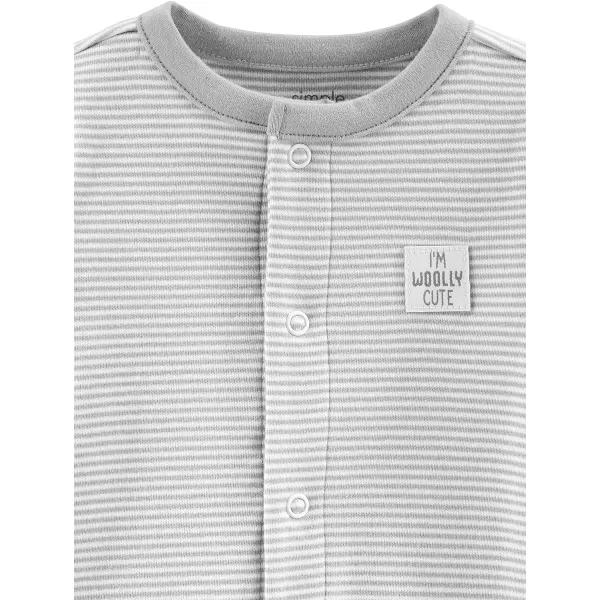 imageSimple Joys by Carters Unisex Babies Cotton Footed Sleep and Play Pack of 2Light Grey Mini StripeWhite Elephant Snap