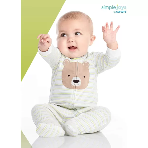 imageSimple Joys by Carters Unisex Babies Cotton Footed Sleep and Play Pack of 2White BearTurtle Regular