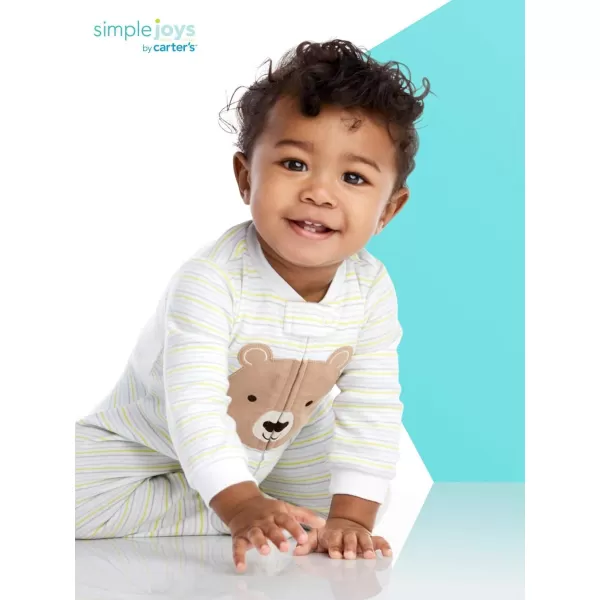 imageSimple Joys by Carters Unisex Babies Cotton Footed Sleep and Play Pack of 2White BearTurtle Regular
