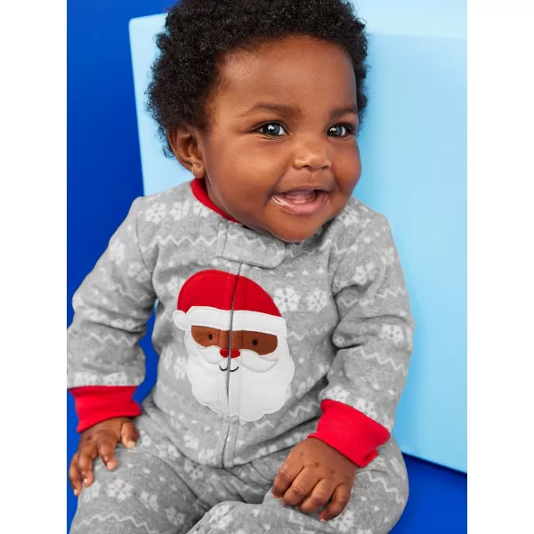 imageSimple Joys by Carters Unisex Babies Holiday Fleece Footed Sleep and Play Pack of 2Grey SantaChristmas Print