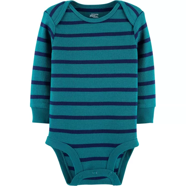 imageSimple Joys by Carters Unisex Babies LongSleeve Thermal Bodysuits Pack of 4 Blue HeatherGrey HeatherStripe 03 MonthsSimple Joys by Carters Unisex Babies LongSleeve Thermal Bodysuits Pack of 4 Blue HeatherGrey HeatherStripe 03 Months