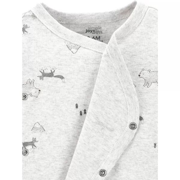 imageSimple Joys by Carters Unisex Babies Textured Bodysuits Pack of 4BrownGrey Forest AnimalsWhiteBear Print