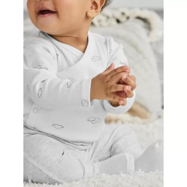 imageSimple Joys by Carters Unisex Babies Textured Bodysuits Pack of 4Jade Green StripeLight GreyOliveWhite Clouds
