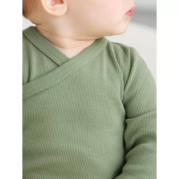 imageSimple Joys by Carters Unisex Babies Textured Bodysuits Pack of 4Jade Green StripeLight GreyOliveWhite Clouds