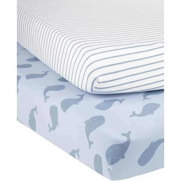 imageSimple Joys by Carters Unisex Kids Cotton Crib Sheets Pack of 2WhalesStripe