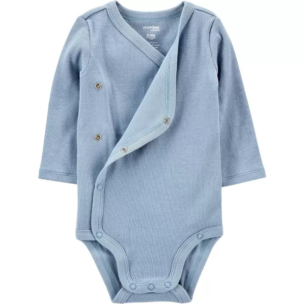 imageSimple Joys by Carters unisexbaby 4pack Side Snap BodysuitBodystockingDusty BlueGoldGrey HeatherWhite Stripe