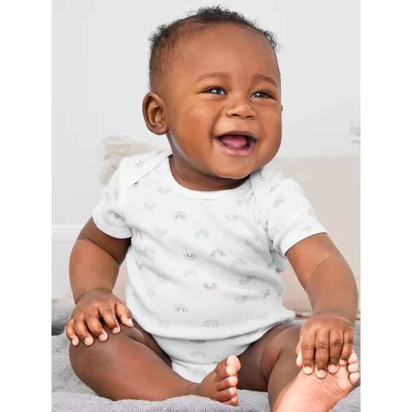 imageSimple Joys by Carters unisexbaby 6pack Shortsleeve BodysuitForest AnimalsRainbowStripeText Print
