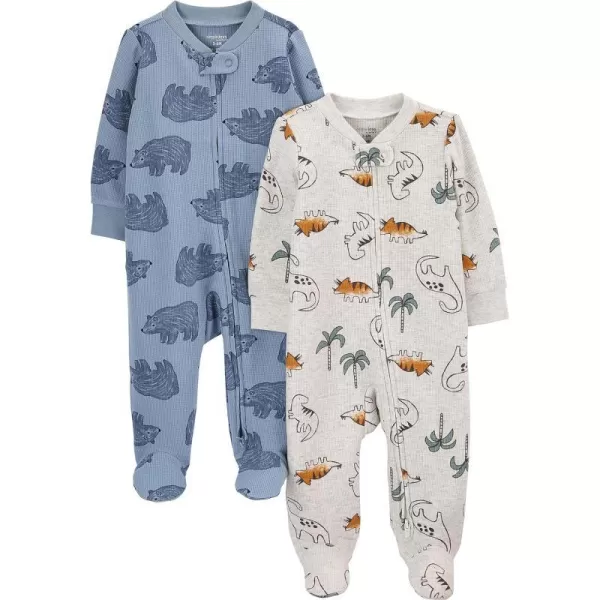 imageSimple Joys by Carters Baby Boys 2Way Zip Thermal Footed Sleep and Play Pack of 2 Dusty Blue BearIvory Dinosaur 03 MonthsSimple Joys by Carters Baby Boys 2Way Zip Thermal Footed Sleep and Play Pack of 2 Dusty Blue BearIvory Dinosaur 03 Months