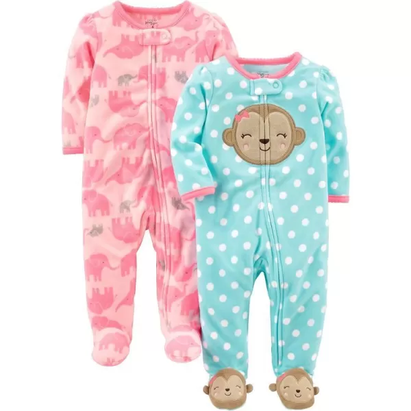 imageSimple Joys by Carters Baby Girls Fleece Footed Sleep and Play Pack of 2 Pink ElephantsTeal Blue Monkey 03 MonthsSimple Joys by Carters Baby Girls Fleece Footed Sleep and Play Pack of 2 Pink ElephantsTeal Blue Monkey 03 Months