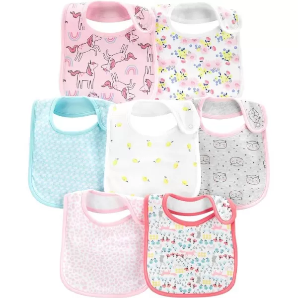 imageSimple Joys by Carters Baby Girls Teething Bibs Pack of 7MulticolorFloralUnicorn
