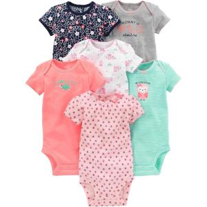 imageSimple Joys by Carters babygirls 6pack Shortsleeve BodysuitMulticolorFloralOwlStripe