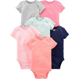 imageSimple Joys by Carters babygirls 6pack Shortsleeve BodysuitMulticolorSolid Colors