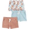 imageSimple Joys by Carters Girls 3Pack Knit ShortsLight Brown DotsPale BlueWhite Floral