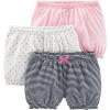 imageSimple Joys by Carters Girls 3Pack Knit ShortsLight PinkNavy StripeWhite Dots