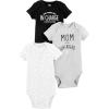 imageSimple Joys by Carters unisexbaby 3pack Shortsleeve BodysuitBlack Text PrintGrey MomWhite