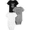 imageSimple Joys by Carters unisexbaby 3pack Shortsleeve BodysuitBlack UncleGrey AuntWhite