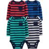 imageSimple Joys by Carters unisexbaby 4pack Longsleeve BodysuitBlueMint GreenGreyRed Stripe