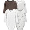 imageSimple Joys by Carters unisexbaby 4pack Side Snap BodysuitBrownGrey Forest AnimalsWhiteBear Print